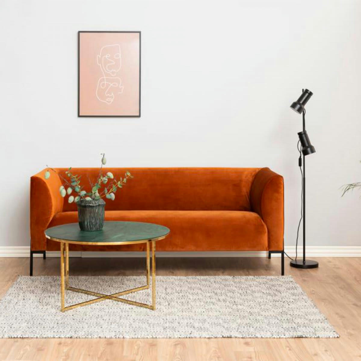 AMINA - Table basse ronde en verre dépoli effet marbre 80cm vert