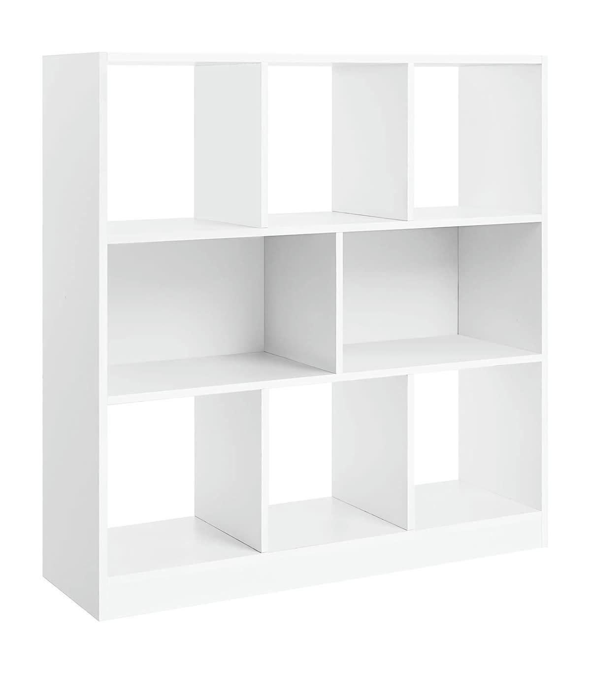 - Bibliothèque blanche 8 cases de rangement ouvertes - L97,5 x H100 cm