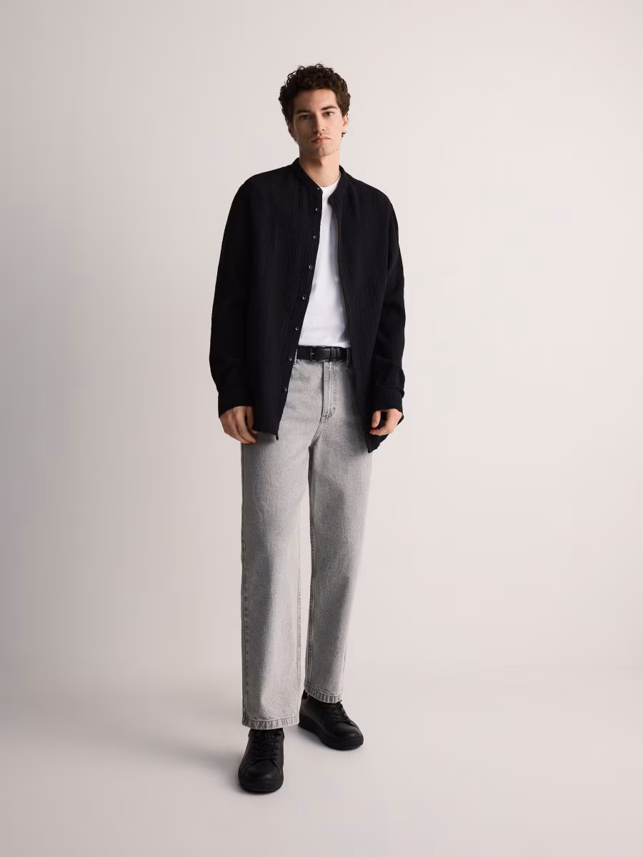 Regular Fit Mandarin Collar Shirt