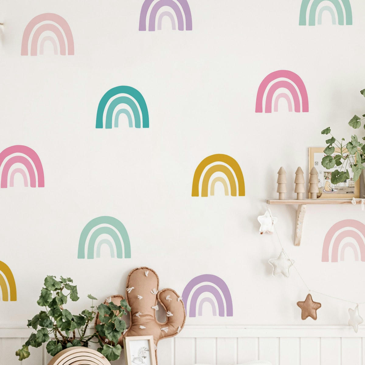 RAINBOWS2 - Stickers mureaux en vinyle arcs en ciel rose et lilas