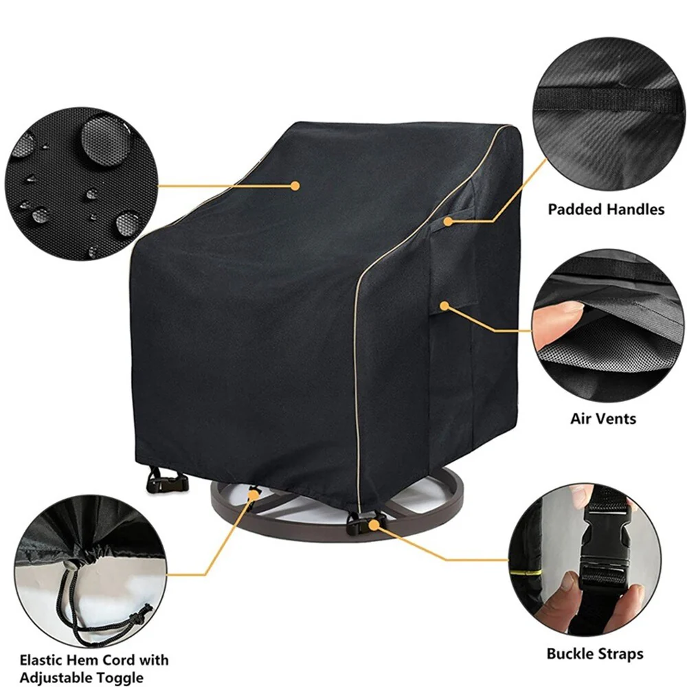 Outdoor Lounge Chair Cover,Waterproof Heavy Duty Patio Chair Covers,Black