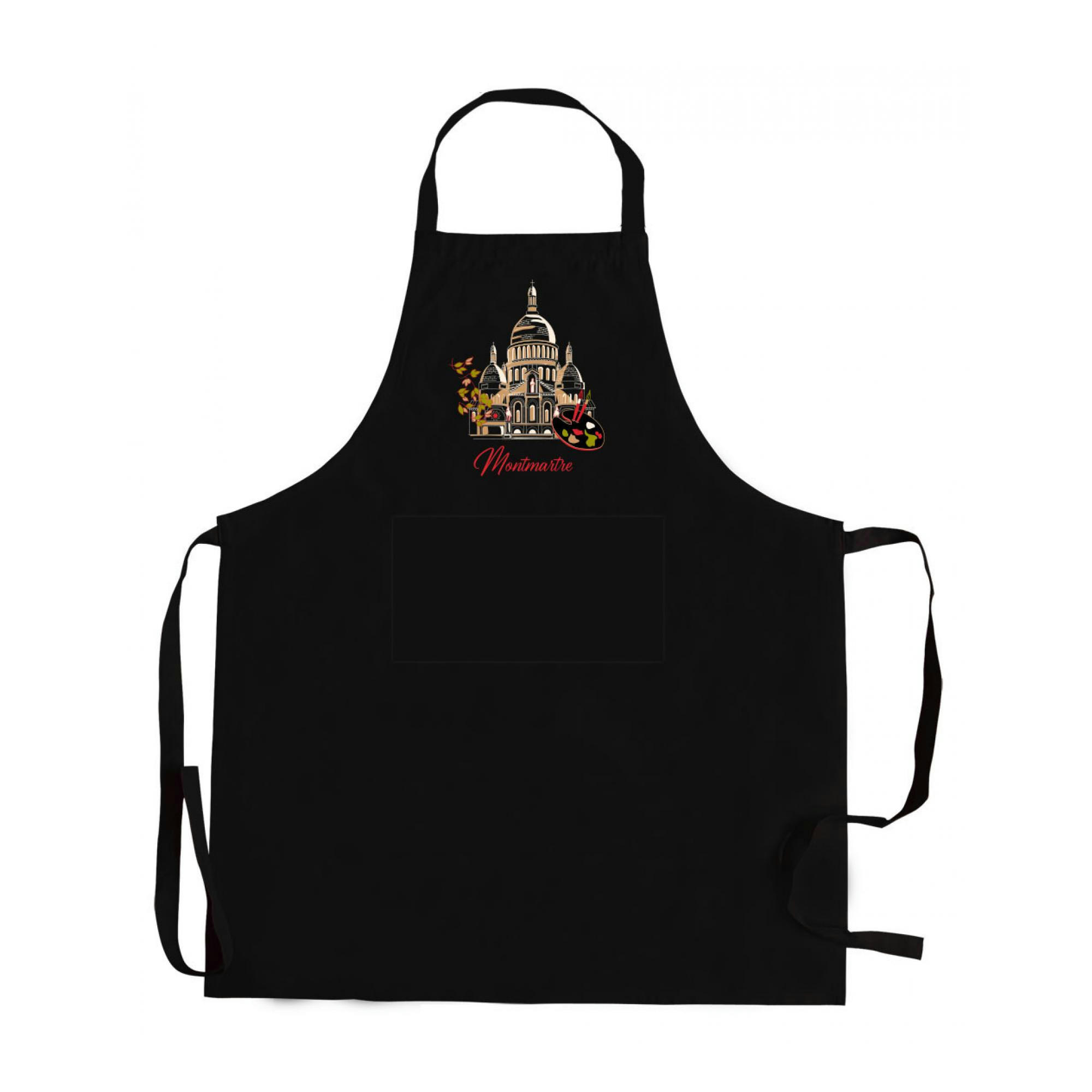 PARIS - Tablier de cuisine recyclé montmartre avec poche noir 85 x 72
