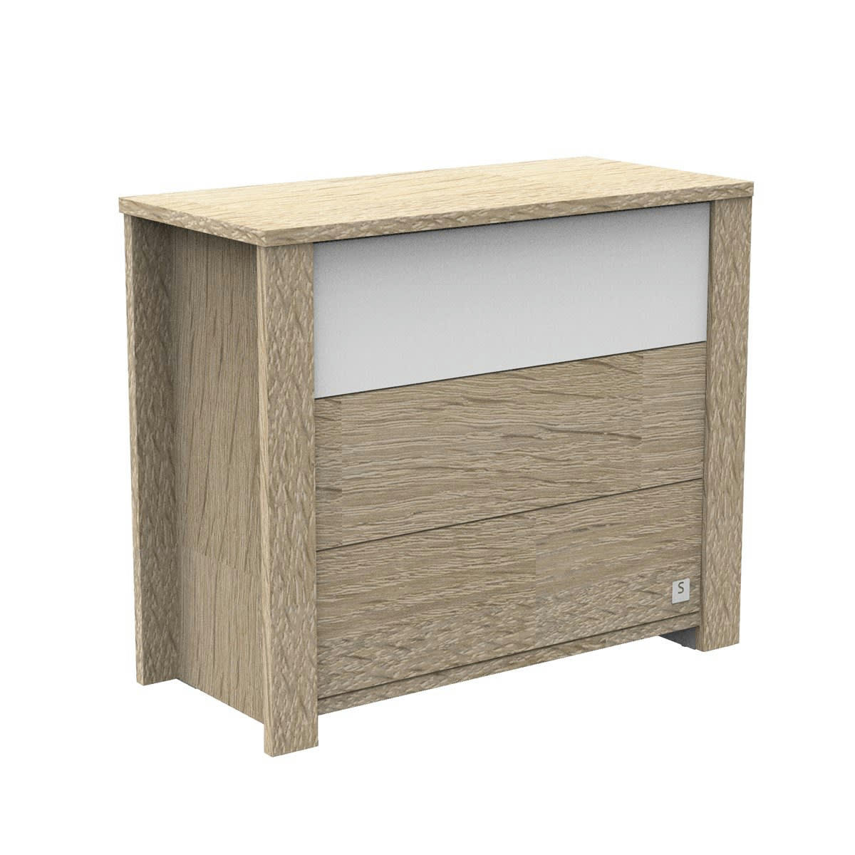 ANTONIN - Commode 3 tiroirs couleur bois et blanc