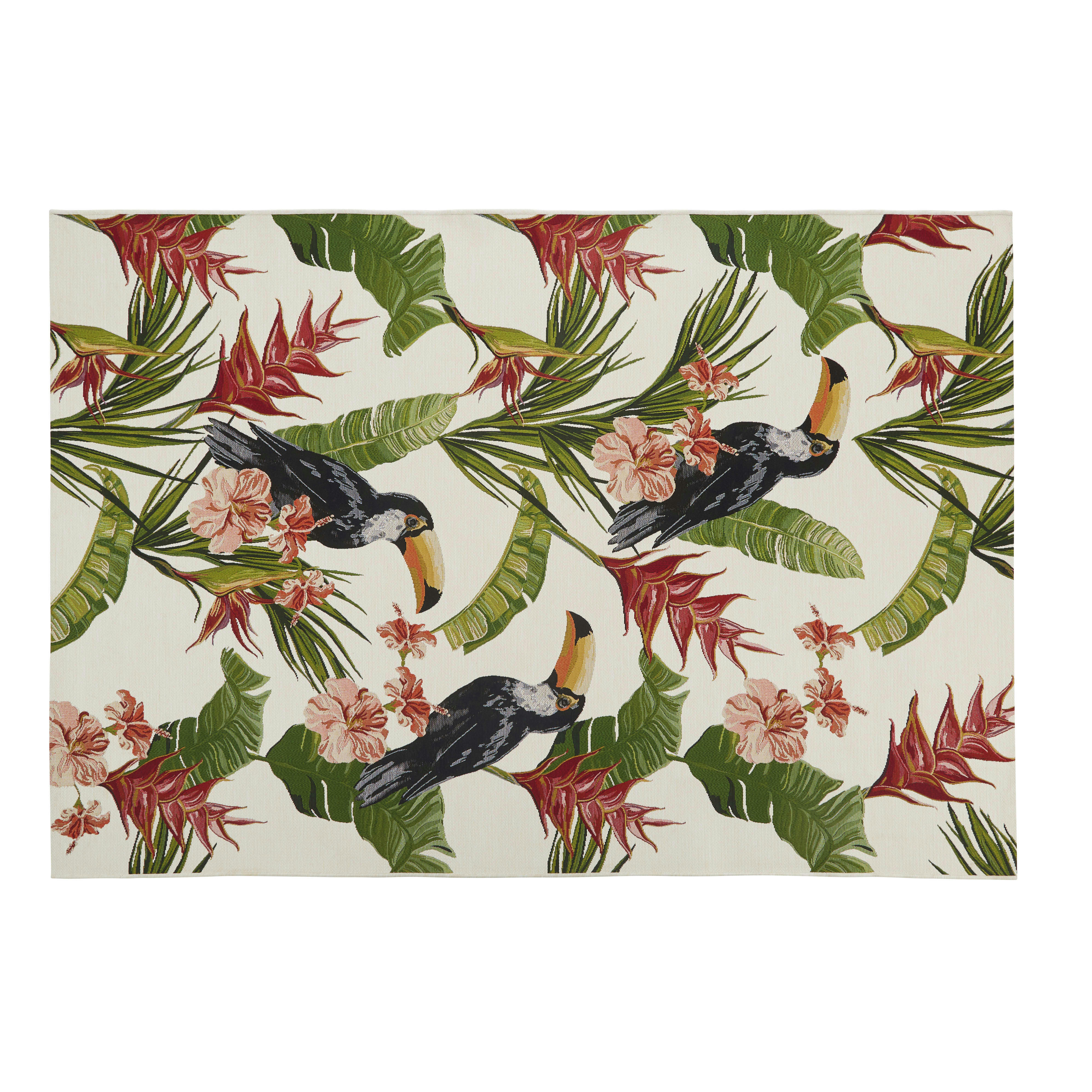 ZALMA - Tapis d'extérieur tissé jacquard motif tropical multicolore 160x230