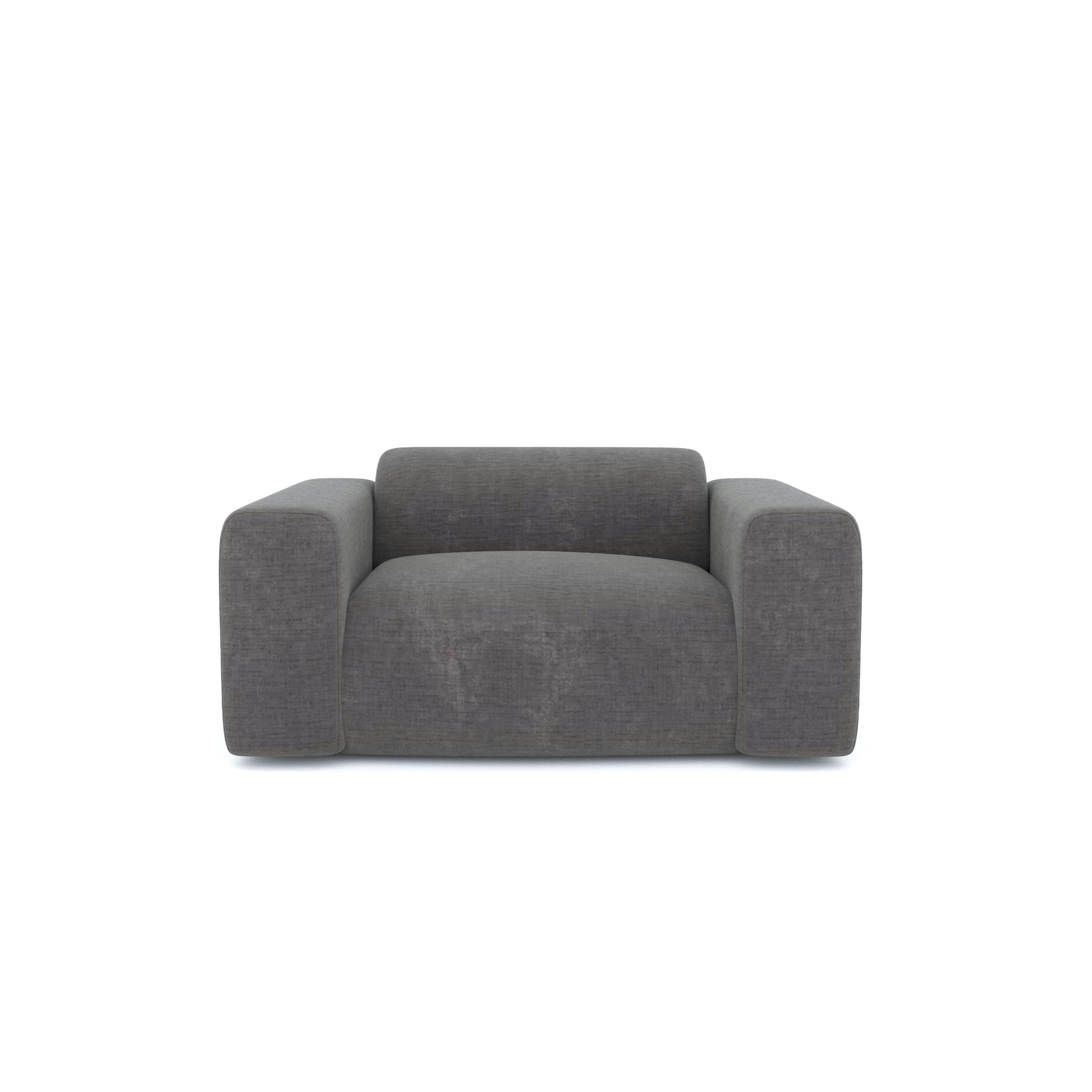 MYRA - Fauteuil velours texturé gris