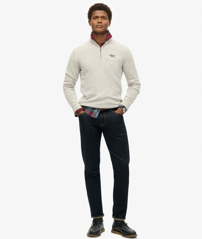 Essential Embroidered Knitted Half Zip Jumper