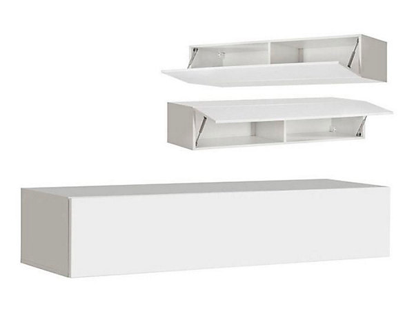 Armoire murale contemporaine - Blanc/Noir - Bois panneaux - H30xL160xP29 cm