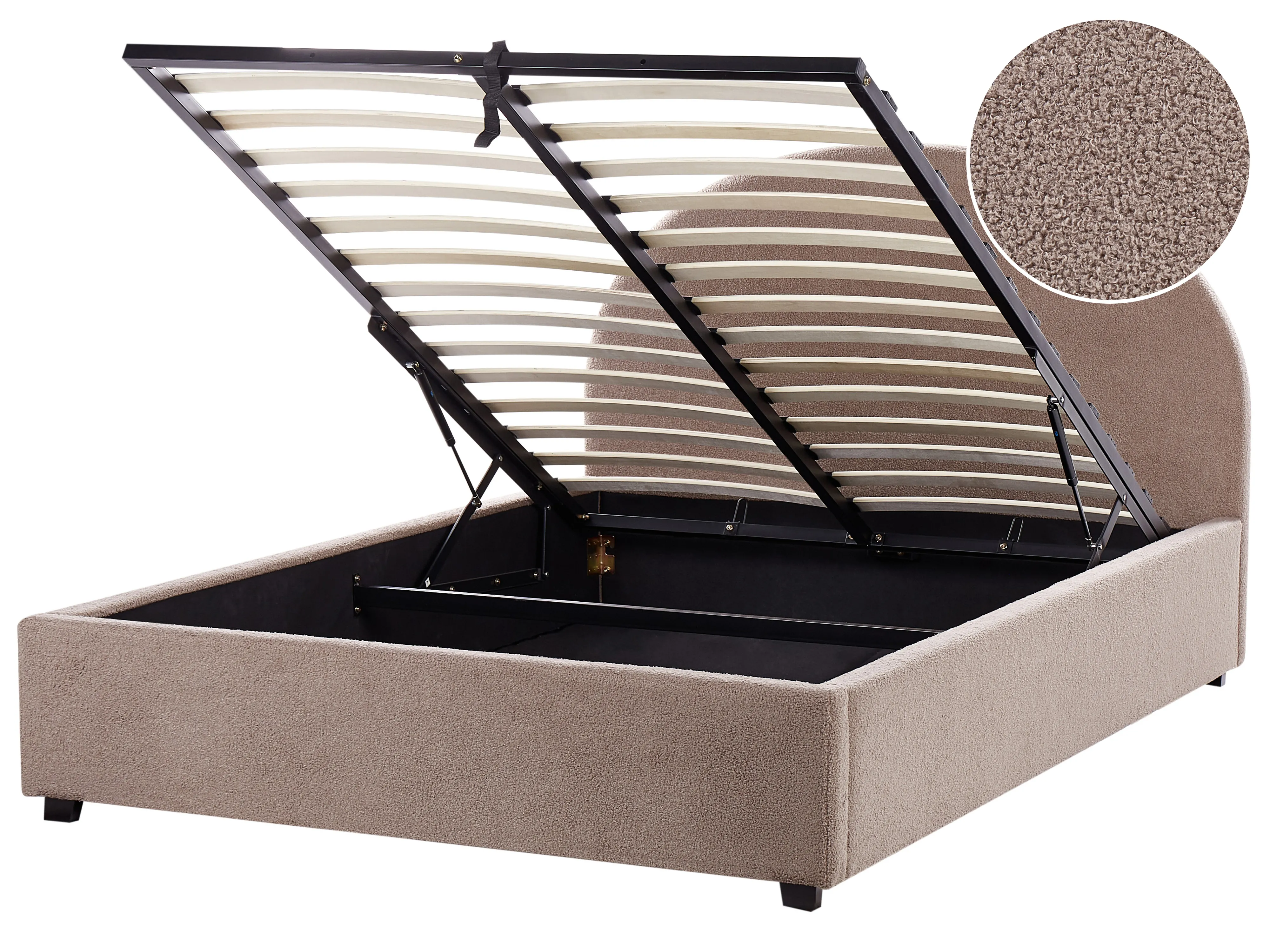 Ottoman Bed Boucle VAUCLUSE 140 x 200 cm (EU Double) Taupe