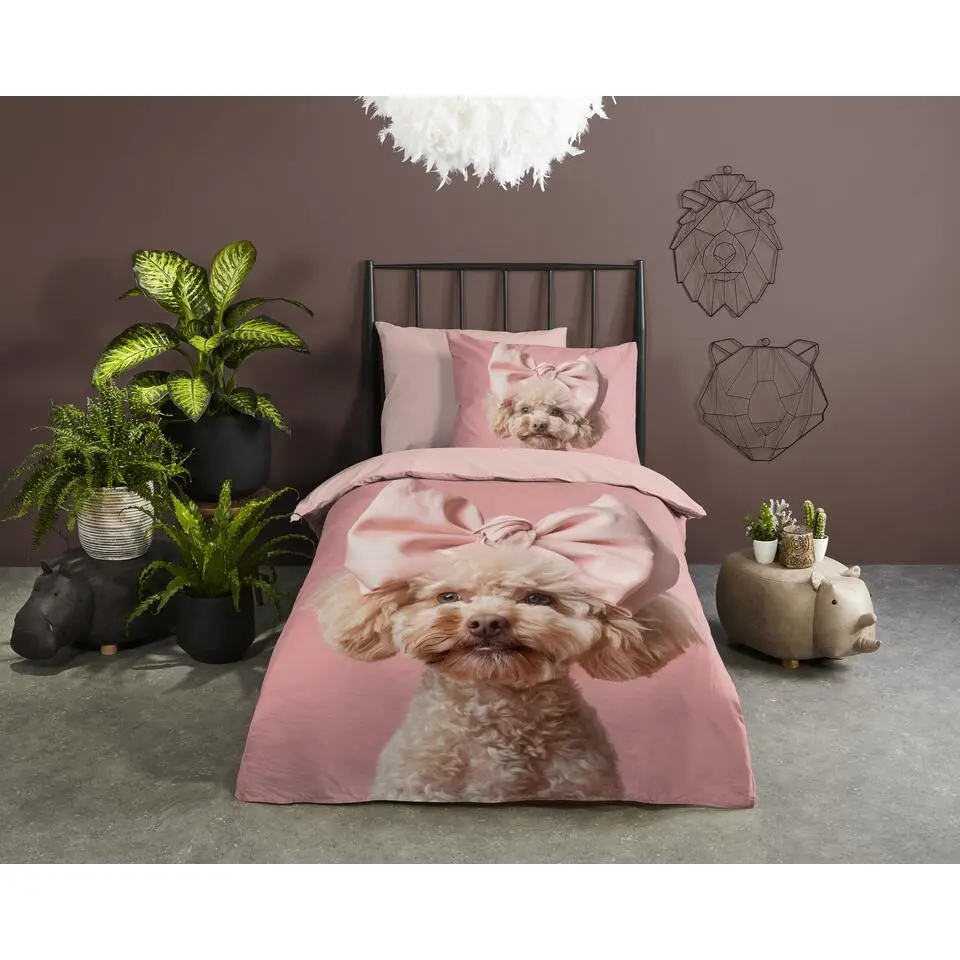 Good Morning Poedel Roxy Kinderdekbedovertrek Roze