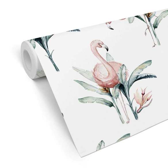 Vliestapete »Kinder Vliestapete«, Rosa Flamingo Safari Vögel, mehrfarbig, matt