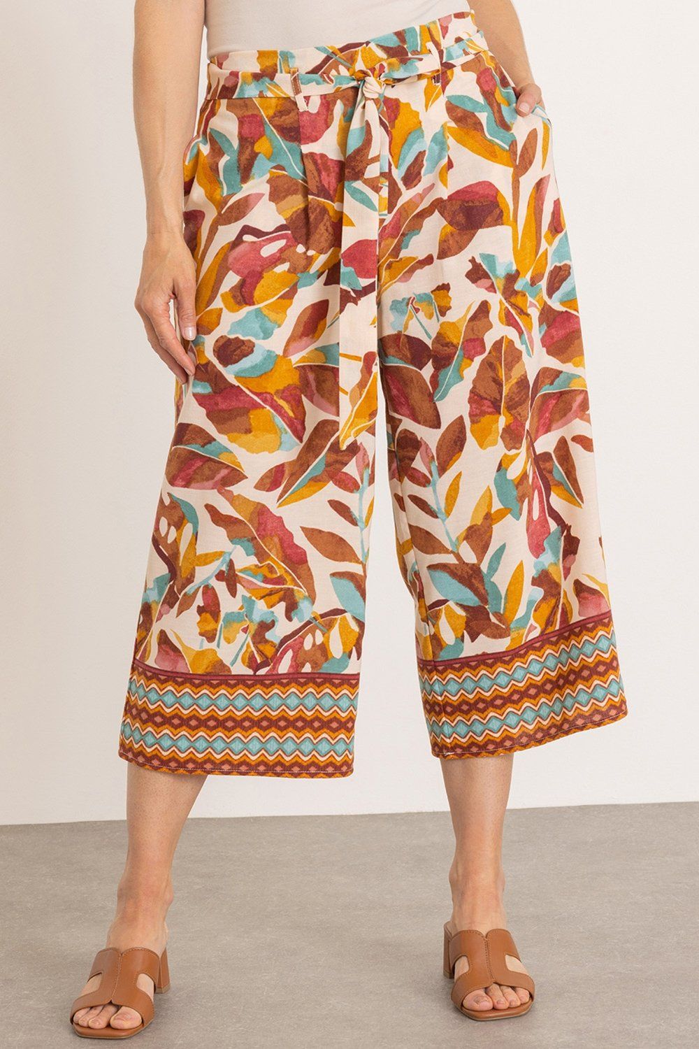 Klass. Printed Wide Leg Cropped Trousers