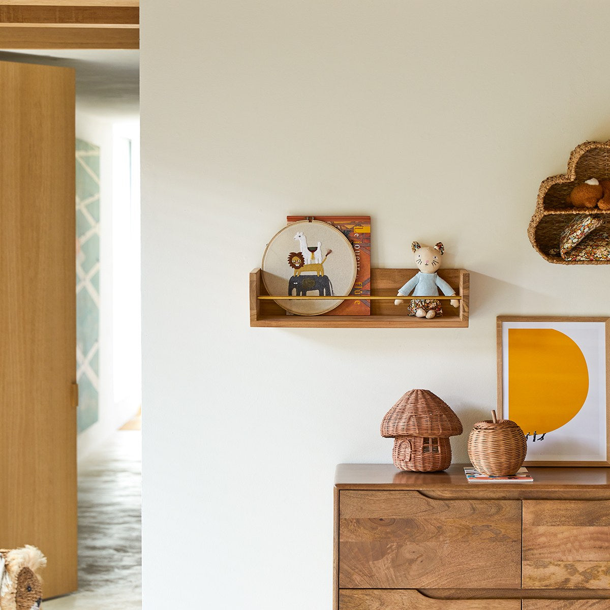 Tikamoon - Wandplank voor kinderkamer van massief teakhout 60 cm