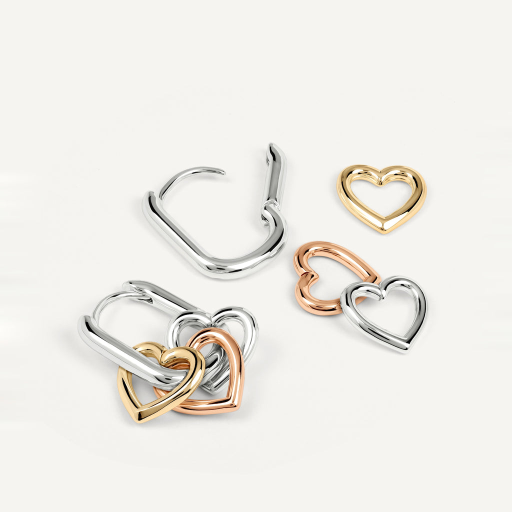 Love You Lots - Multi Heart Hanging Charms Earrings