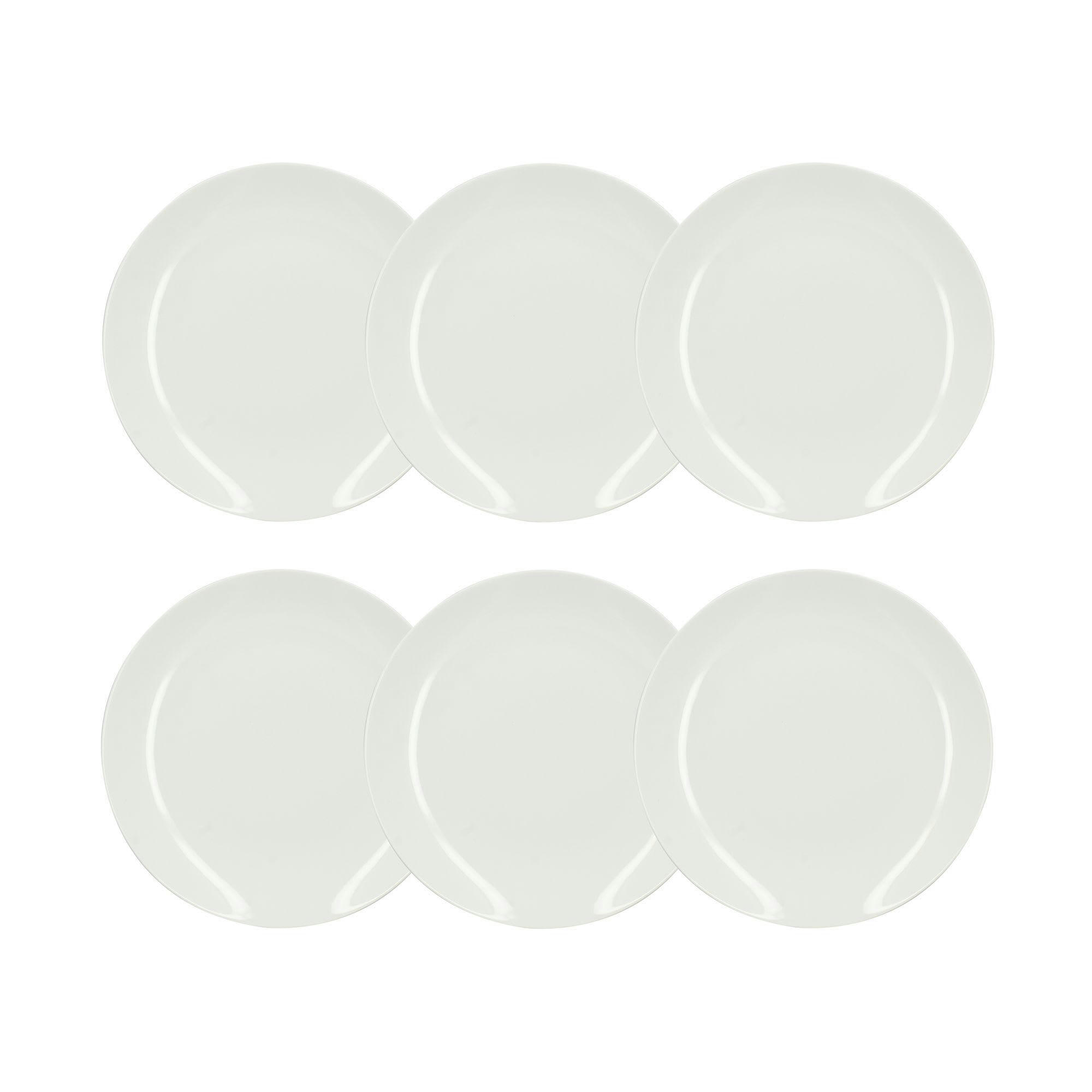 METROPOLITAN - Lot de 6 assiettes plates en procelaine blanche 27cm