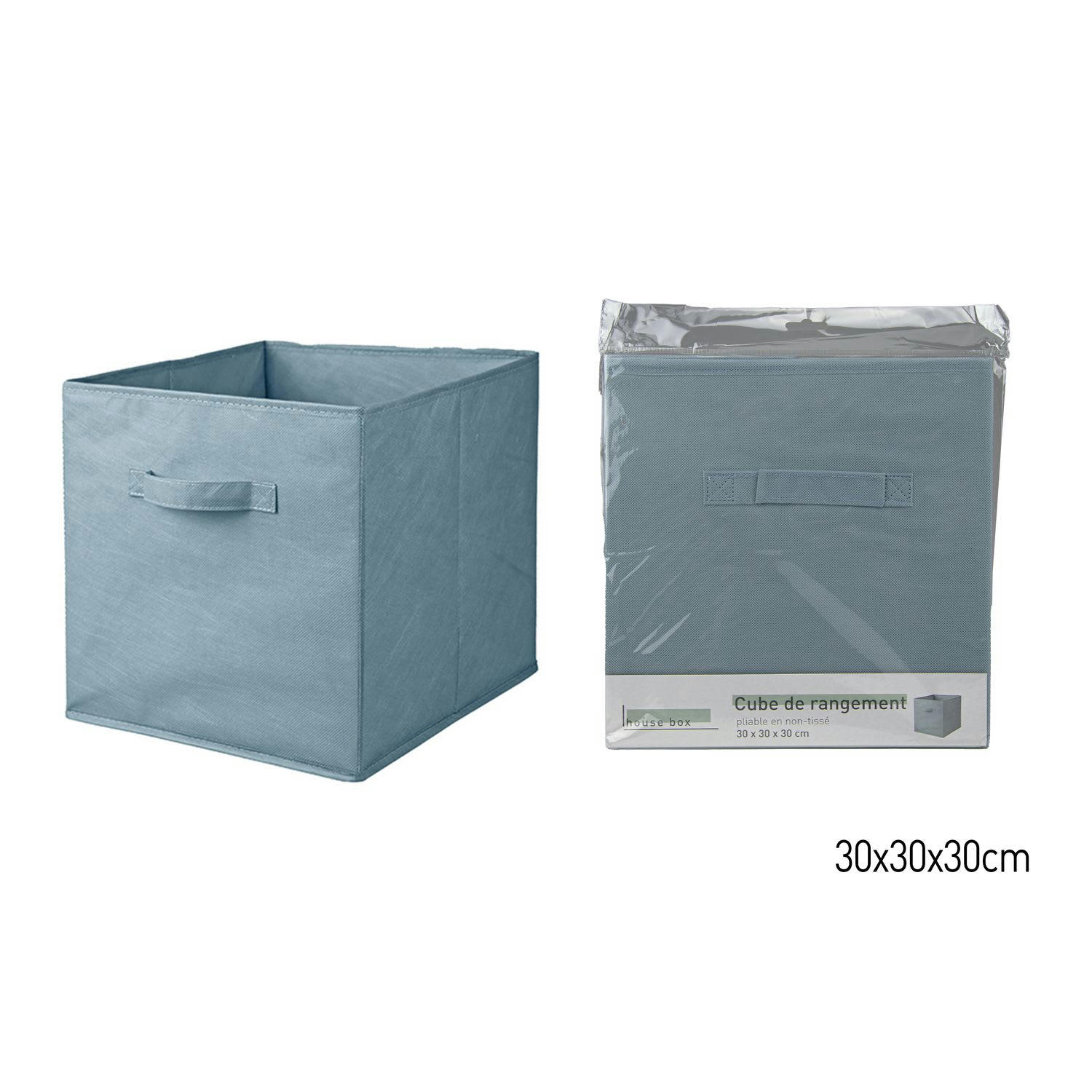 - Lot de 12 cubes de rangement pliables en tissus avec poignée bleu