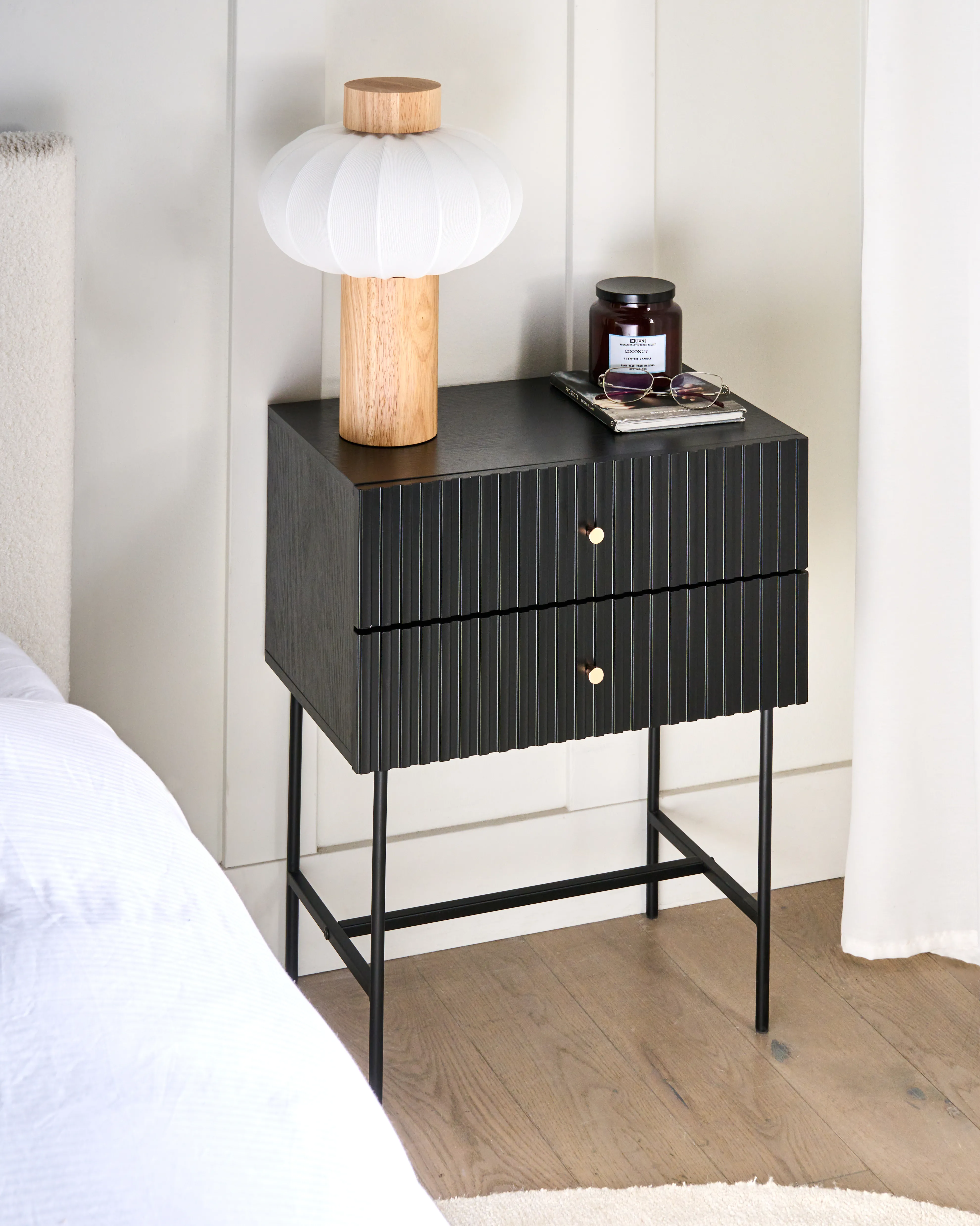 2 Drawer Bedside Table COVENTRY Black/ Gold