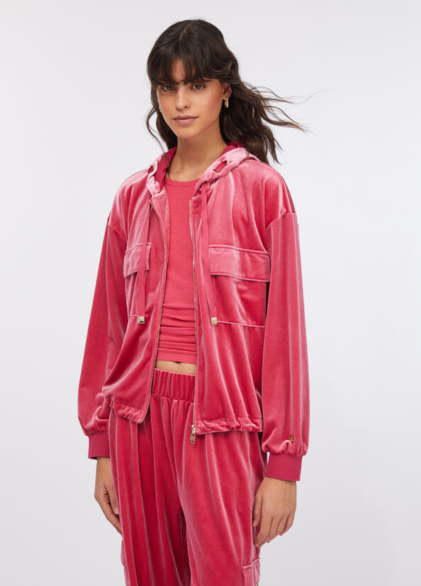 Felpa in ciniglia con cappuccio