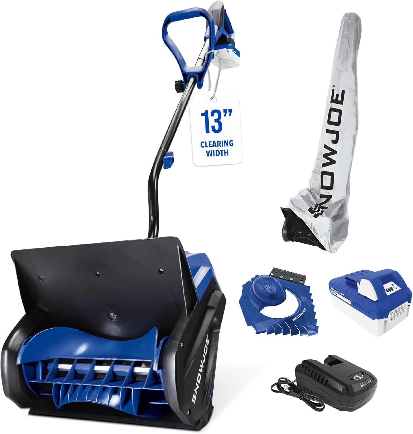 Snow Joe 24V Cordless Electric Snow Shovel Kit w/ Cover & Scraper  13 Clearing Path  400W Motor - Heavy-Duty Snow & Ice Removal for Driveway & Walkway  24V-SS13-TV1