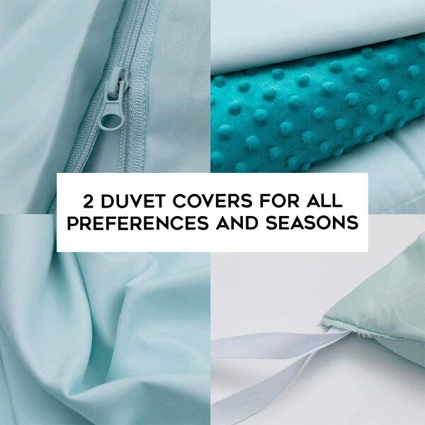 YnM 3 Piece Set 20 Pound Premium Glass Bead Weighted Blanket with 2 Duvet Covers