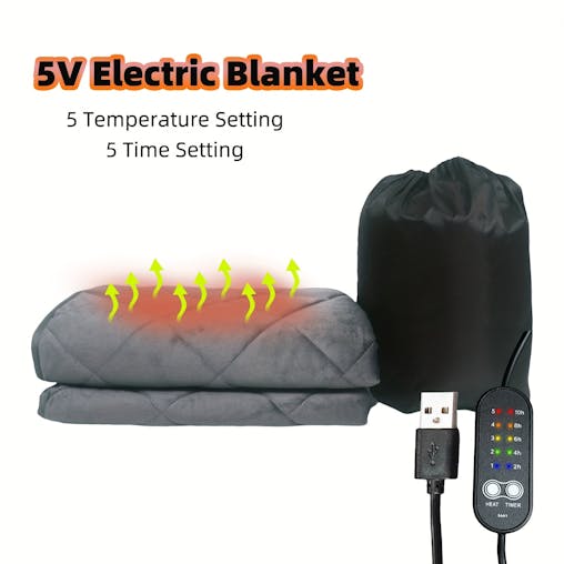 NNETM USB Heated Sleeping Bag Pad 5-Level Adjustable