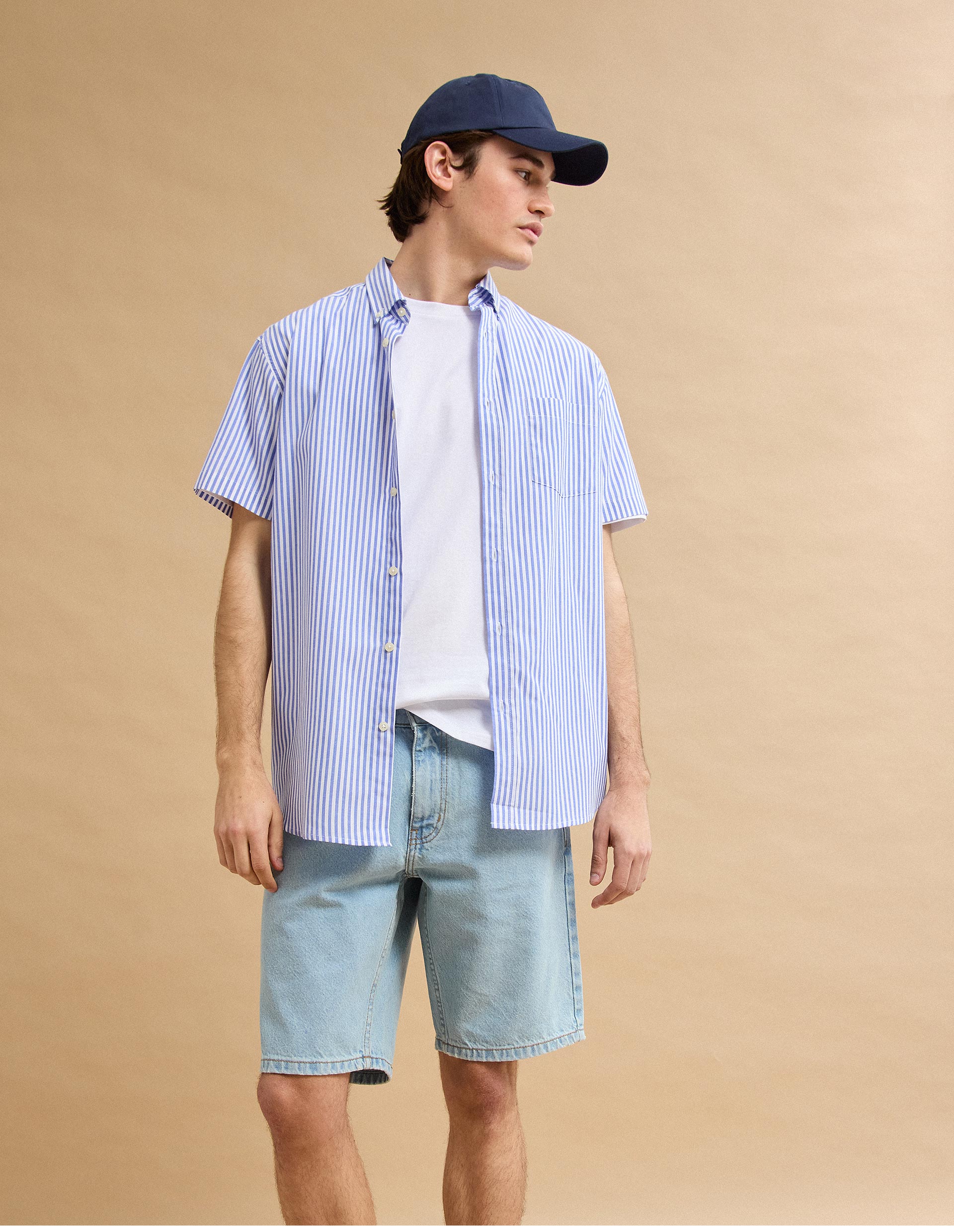 Camisa Manga Curta, Homem, Azul