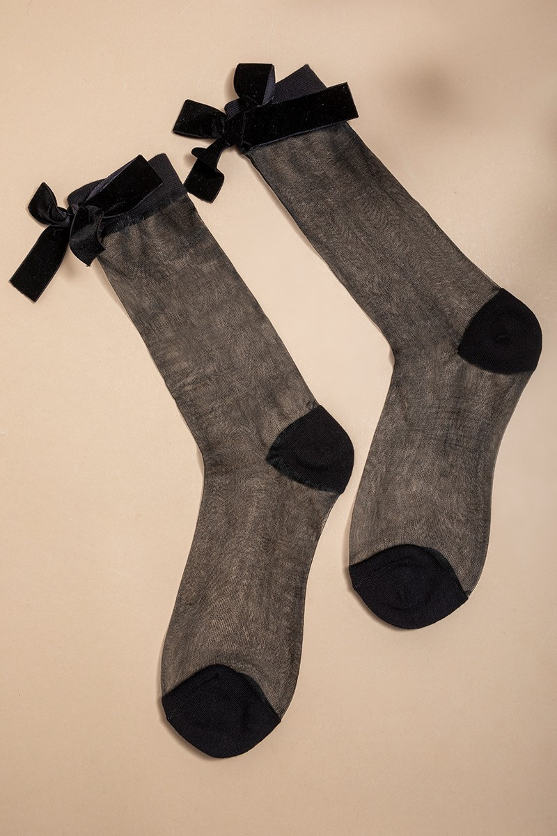 Tiffany Sheer Bow Crew Socks
