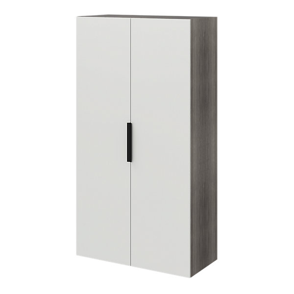 Armoire penderie 2 portes battantes gris et effet chêne grisé GoodHome Atomia H. 187 x L. 100 x P. 45 cm