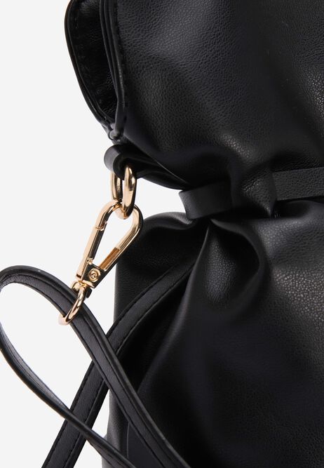Womens Black Belted Shoulder Bag