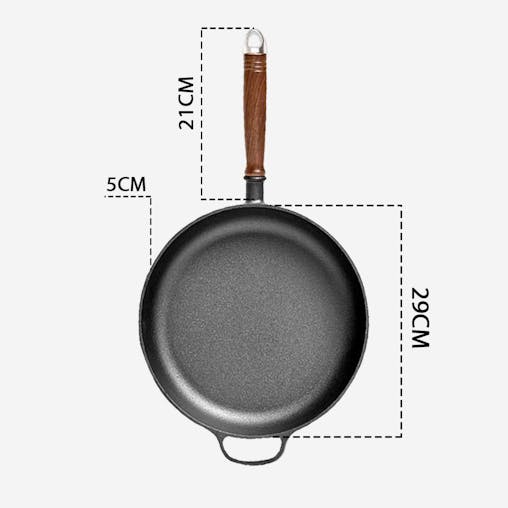 SOGA 29cm Round Cast Iron Frying Pan Skillet Steak Sizzle Platter with Helper Handle