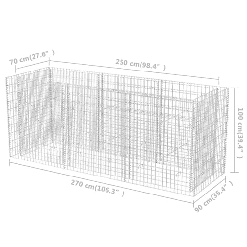 NNEVL Gabion Raised Bed Steel 270x90x100 cm