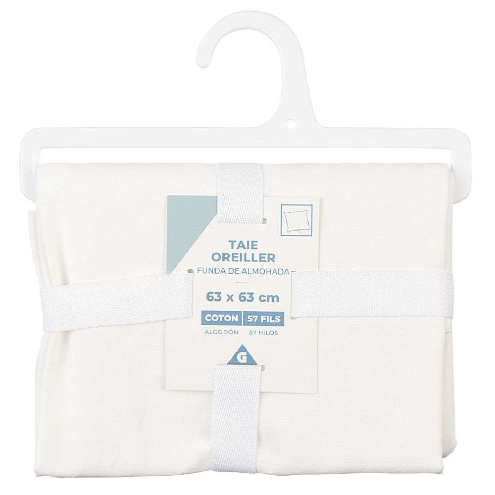 Taie d'oreiller sac en coton blanc 63x63 cm