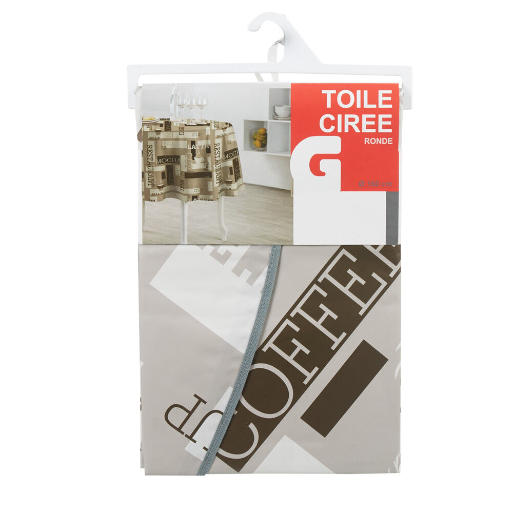 Nappe toile cirée ronde motif café