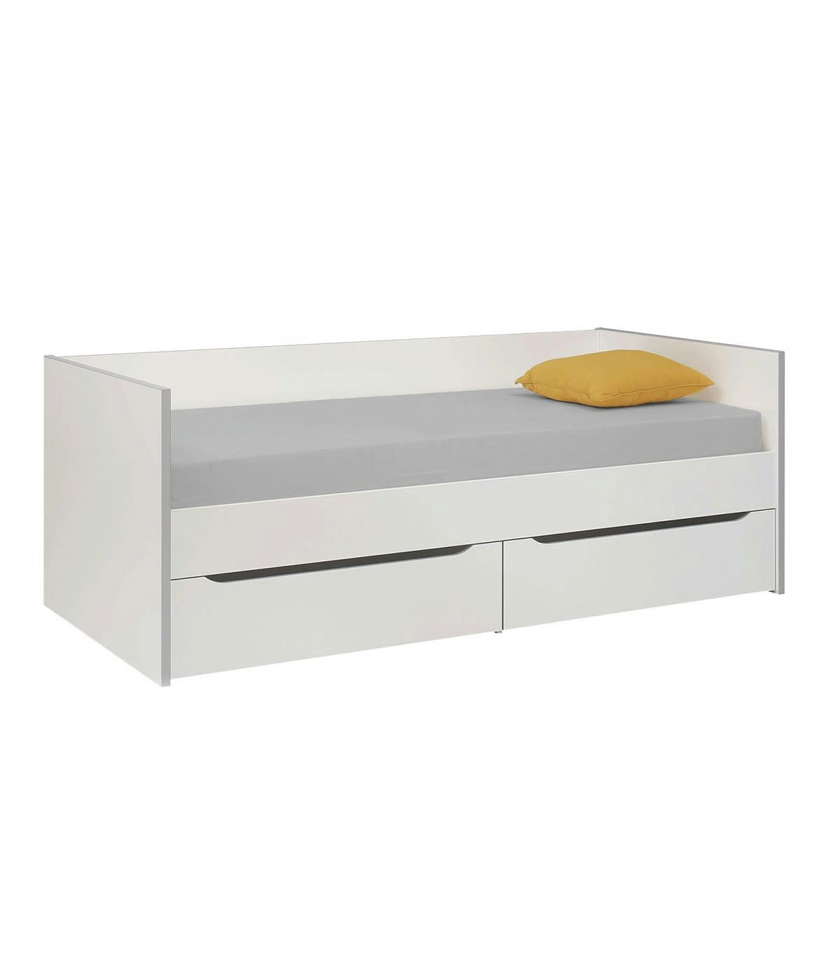 BABEL - Lit Enfant Banquette et Rangements - Blanc 90x200