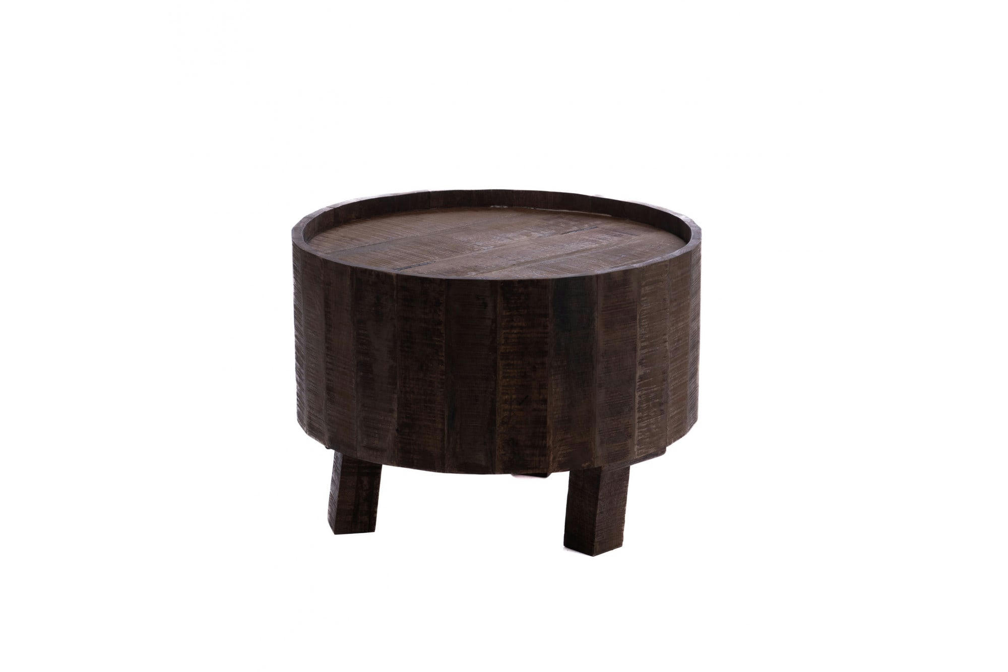 FORET - Table basse ronde en manguier foncé avec rangement D60