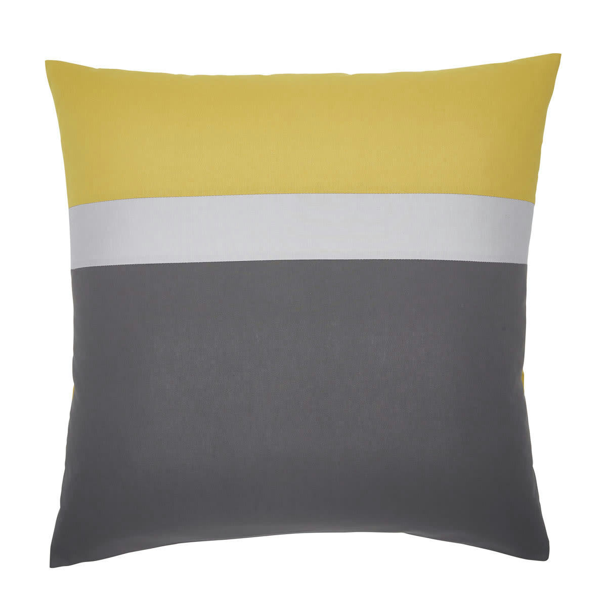 MÉLI MÉLO - Taie d'oreiller en coton gris et curry 63x63