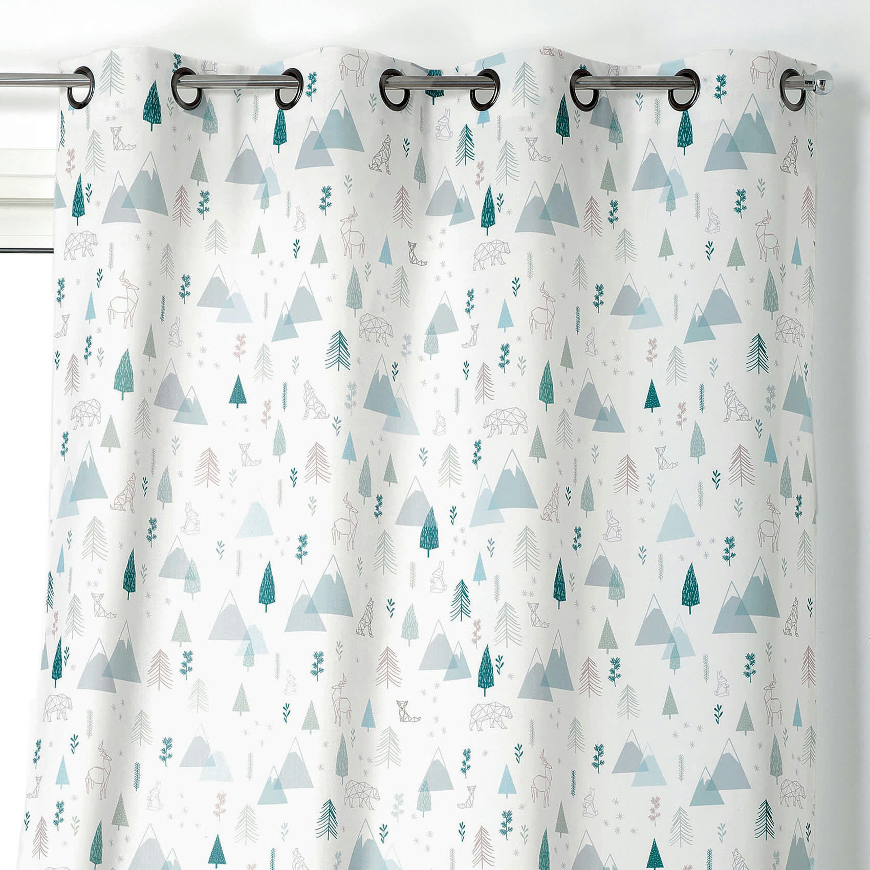 - Rideau enfant esprit nordique vert 26x14