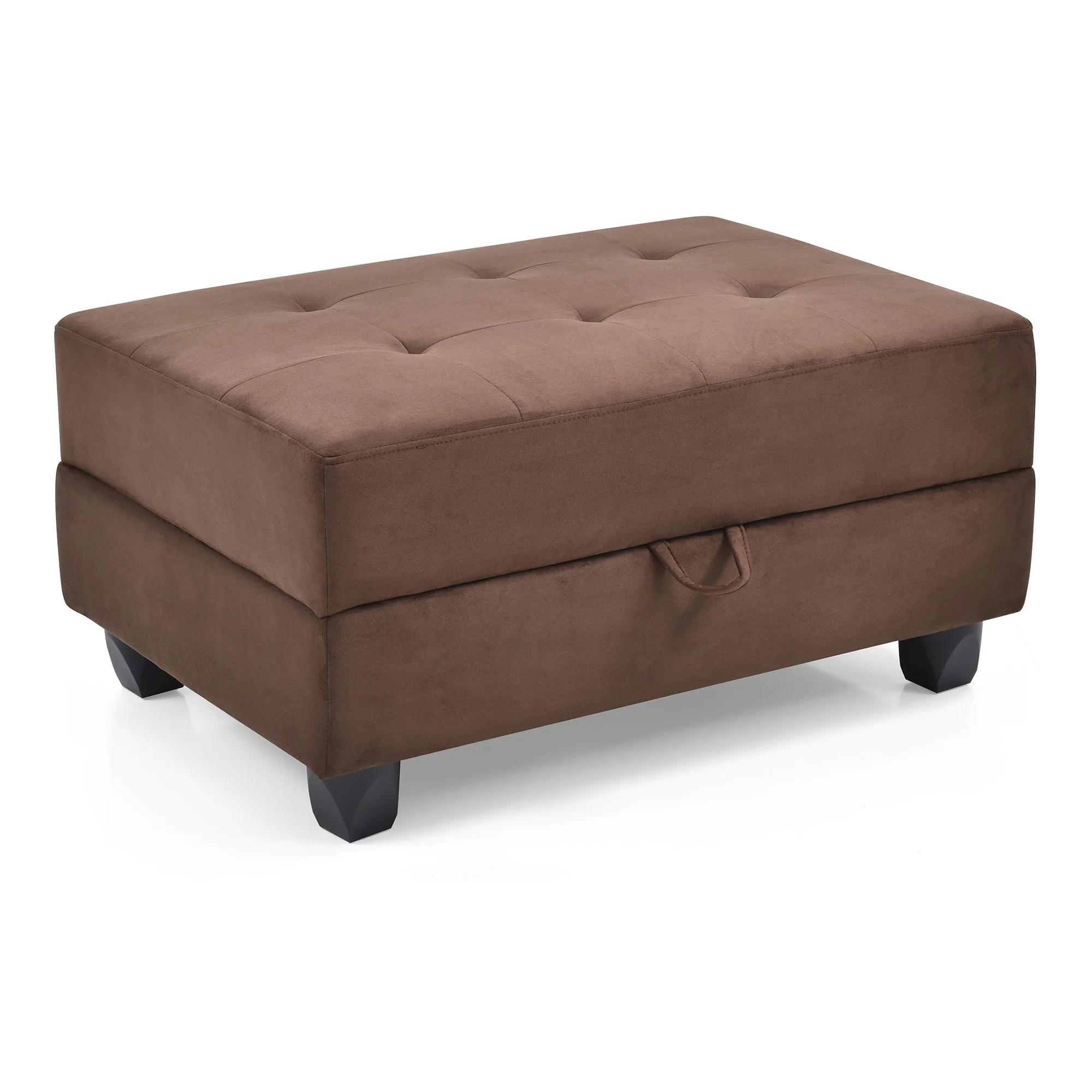 Tufted Upholstered Storage Ottoman - 37 - Dark Brown