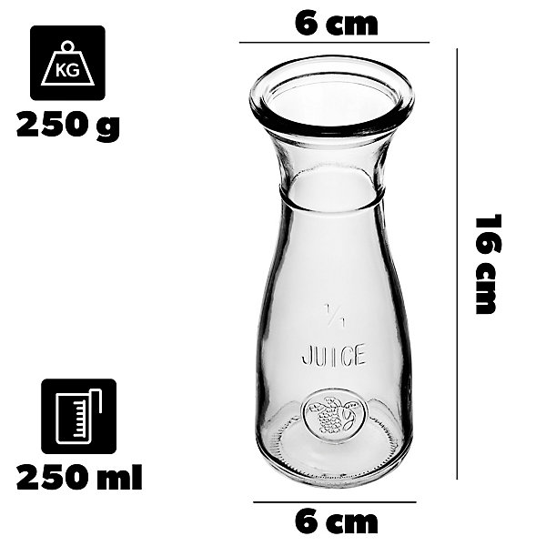 KADAX Carafe à eau en verre Pichet en verre 250 ml Jus Vin Limonade Boissons