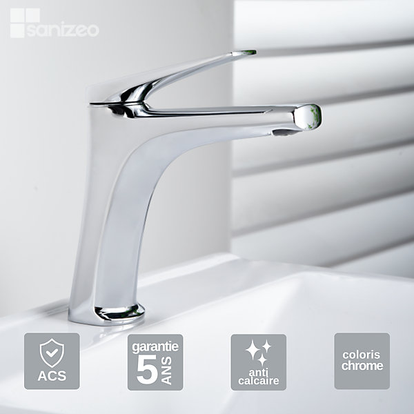 Mitigeur de Lavabo Bec Bas Anti-Calcaire Chrome IMEX DELOS BDD055-1
