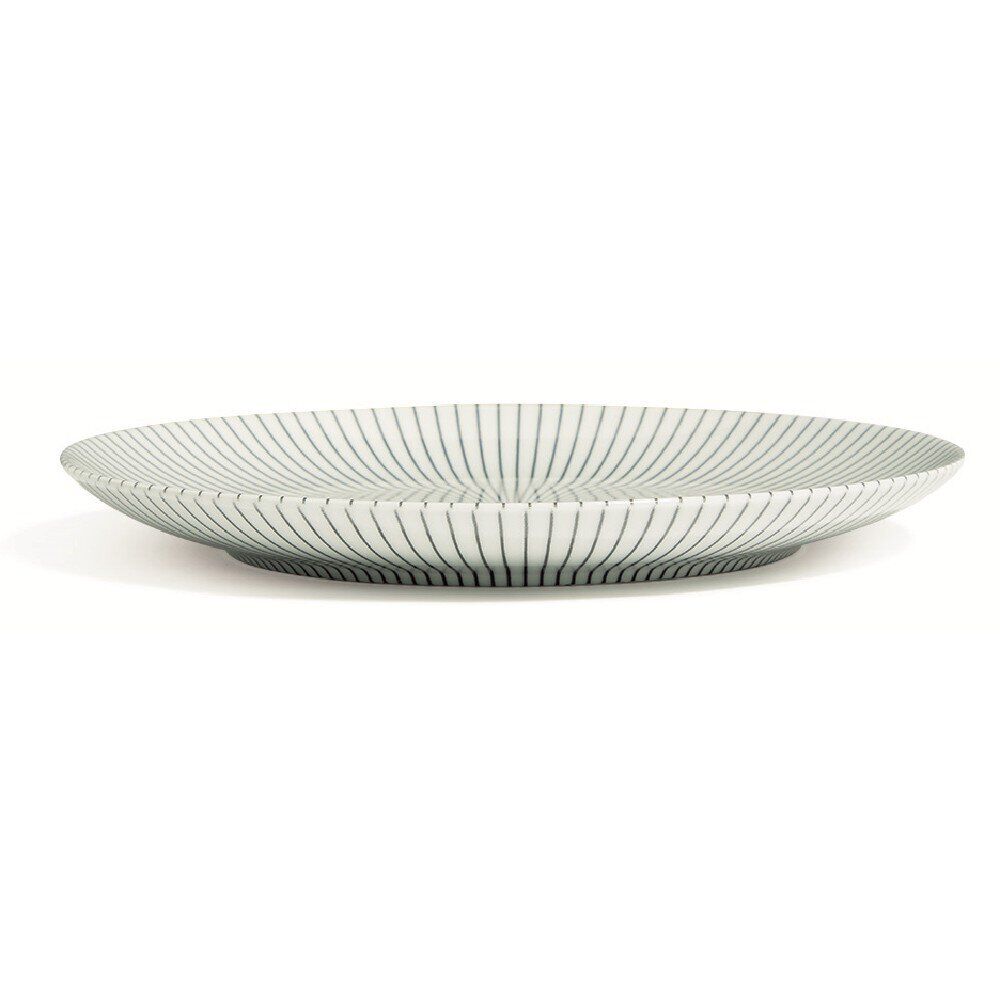 Assiette plate blanche décor rayon noir Ø26.5cm