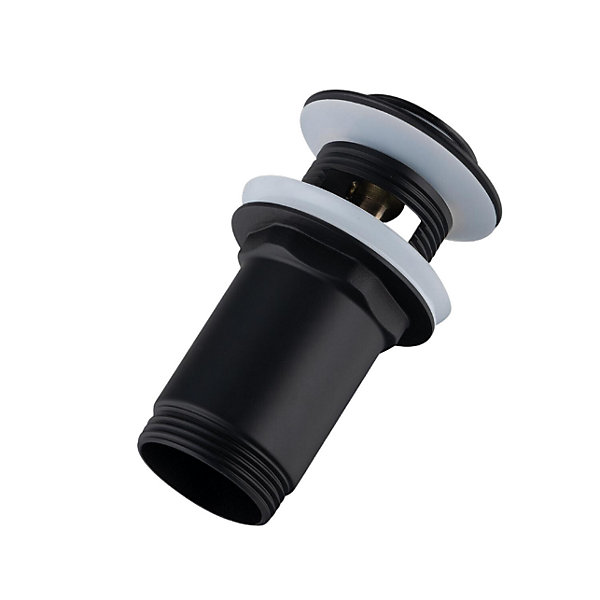 BALNEO - ensemble bonde de lavabo Klik Klak E avec trop-plein noir   siphon rond noir en laiton - kit pour lavabo
