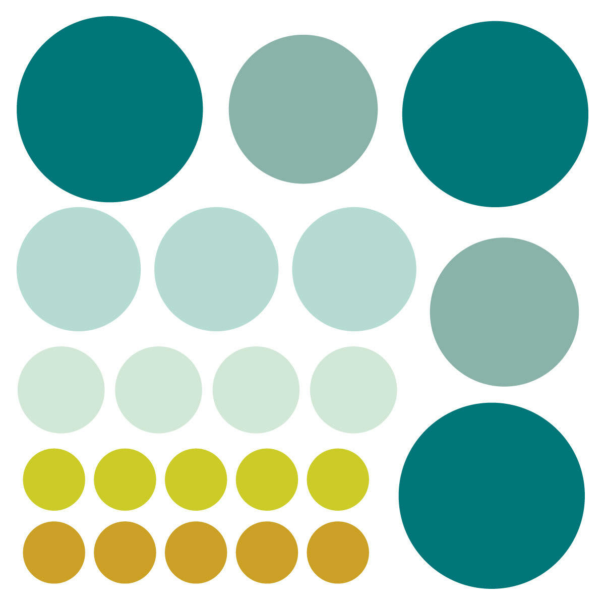 CIRCLES1 - Stickers mureaux en vinyle rondes mix vert et moutarde