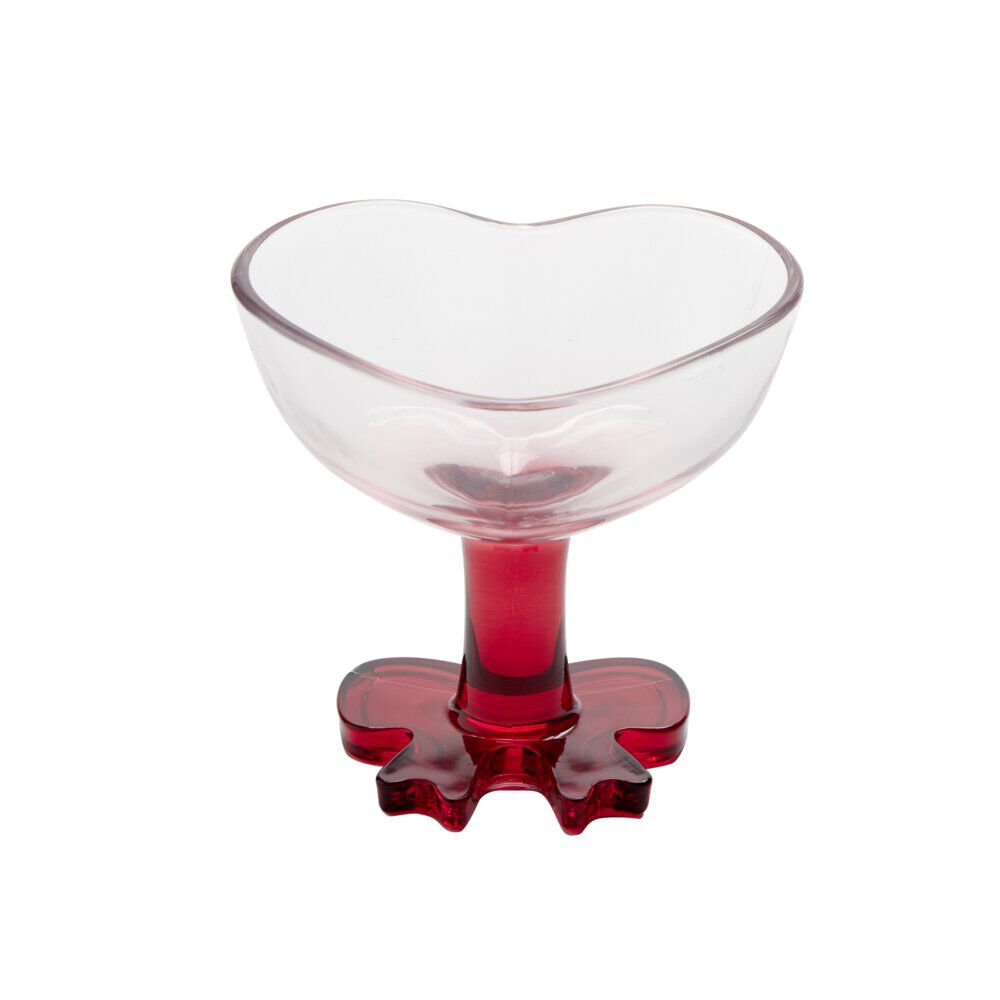 Verre à pied 250ml forme coeur et pied noeud Ø10xH9 cm (2 modèles)