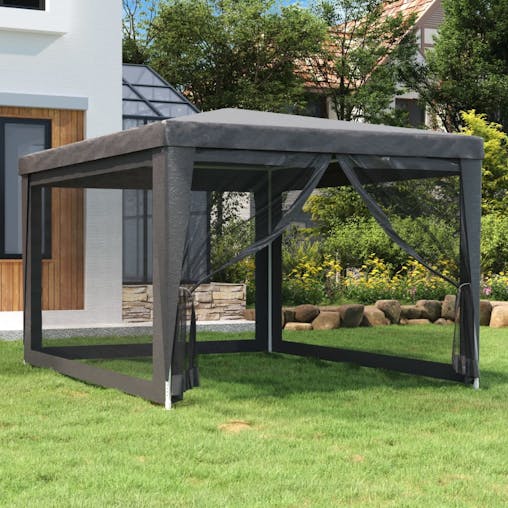 NNEVL Party Tent with 4 Mesh Sidewalls Anthracite 3x4 m HDPE