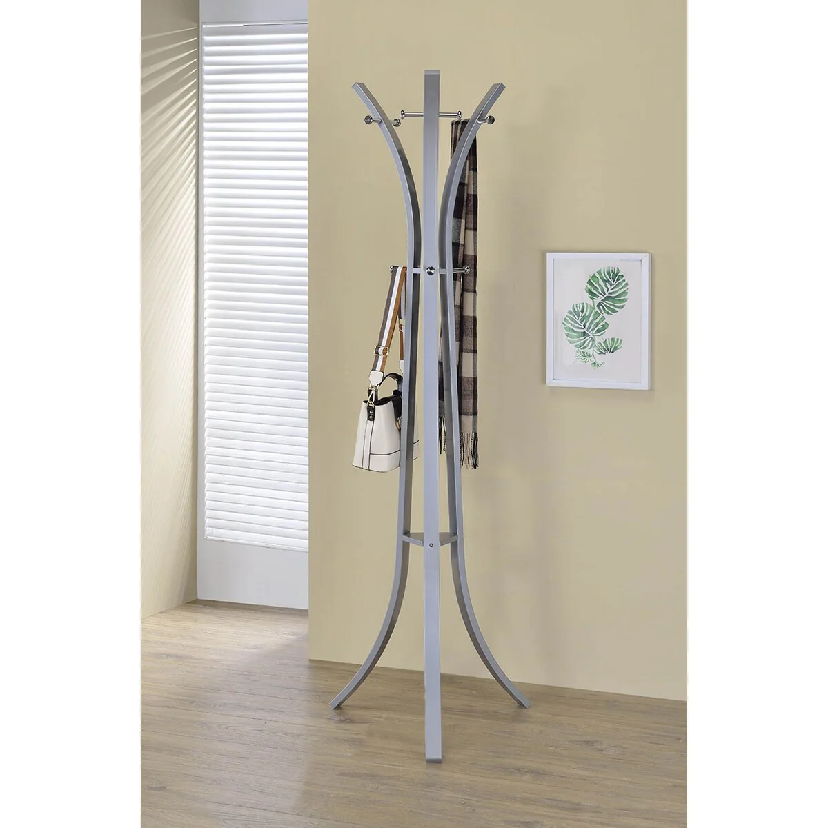 Pilaster Design Adkins 9 Hook Freestanding Coat & Hat Rack - Silver - 22.5Wx22.5Dx70H