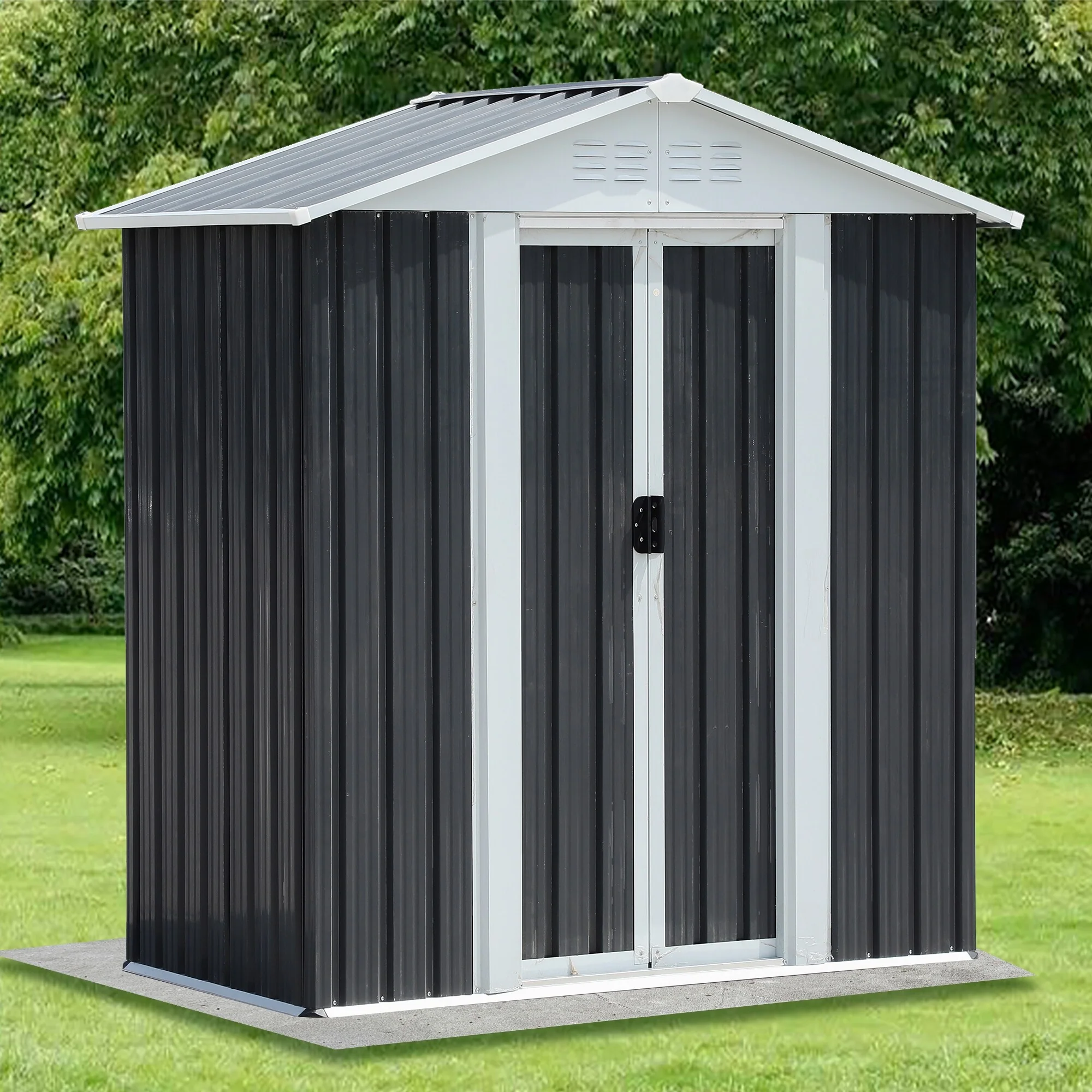 Rust-resistant Steel Storage Shed with Waterproof Panels & Sliding Lockble Door Garden Shed Tool Shed Pet Shed