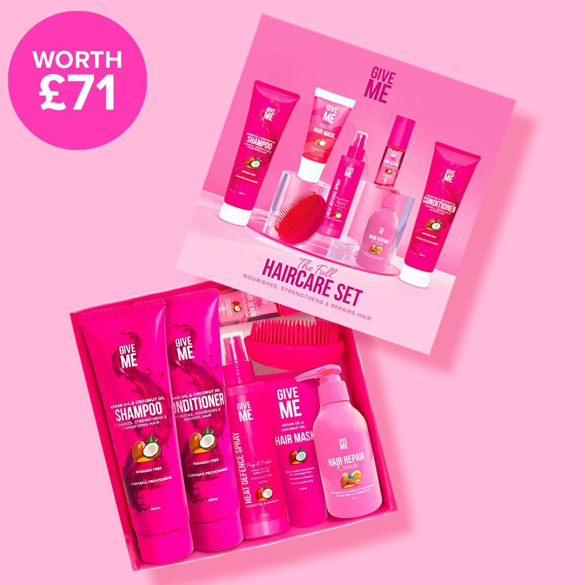 Give Me Full Pink Hair Care Strengthen & Repair Gift Set - Argan & Coconut Oil