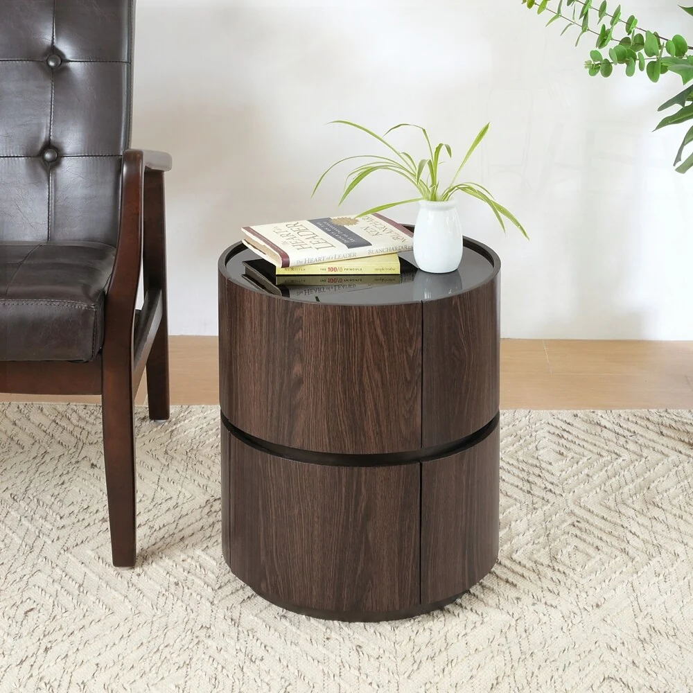 Round Storage 2-Drawers NightStand