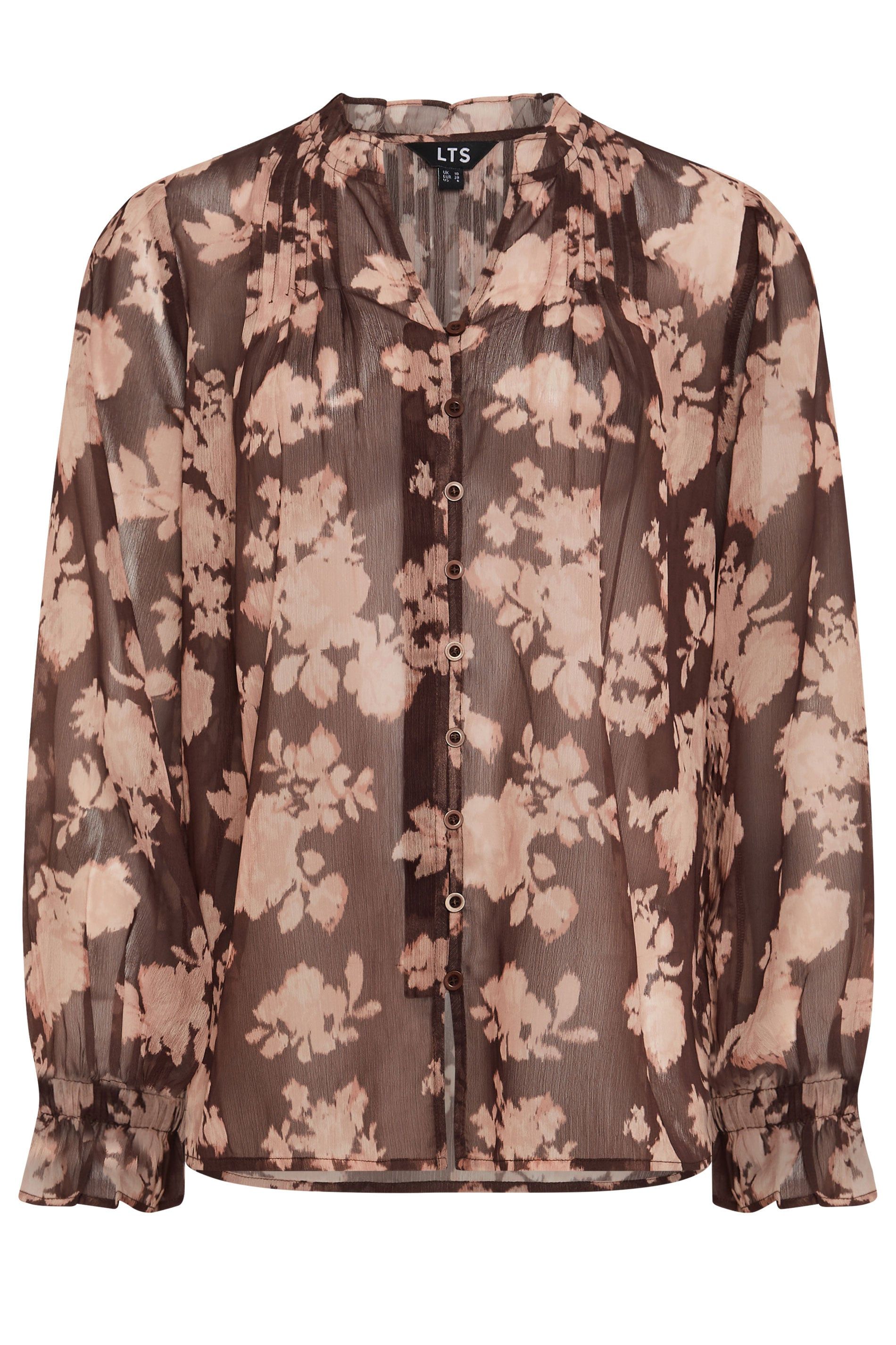 Long Tall Sally Tall Floral Sheer Pintuck Blouse