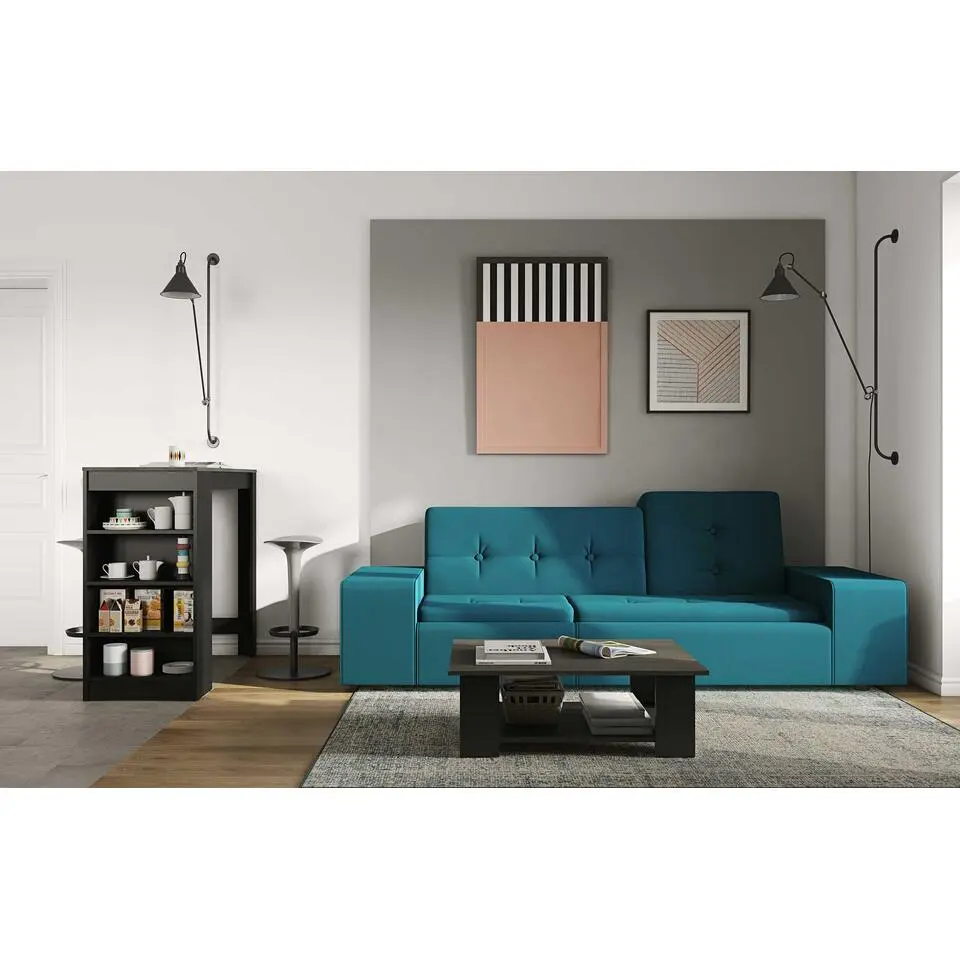 Bartafel Aravis 115x50 met opbergruimte - zwart/beton